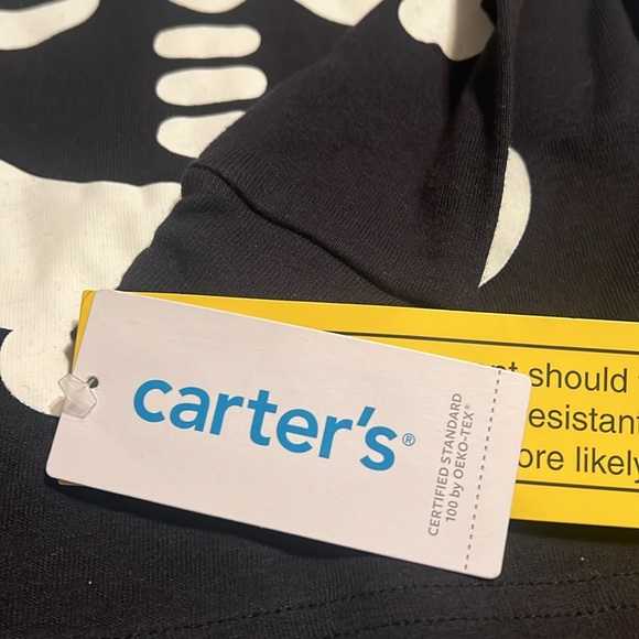 Carters Black/Pink Halloween Heart Skeleton 2 Piece Pajamas Set | NEW/NWT!! ☠️🩷 - Picture 10 of 13